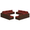 vidaXL Salon de jardin 12 pcs avec coussins R&eacute;sine tress&eacute;e Marron