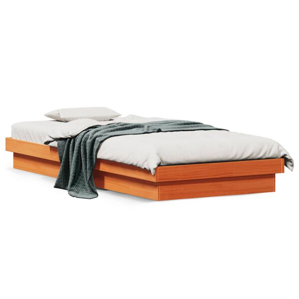 vidaXL Cadre de lit &agrave; LED sans matelas 75x190 cm bois massif