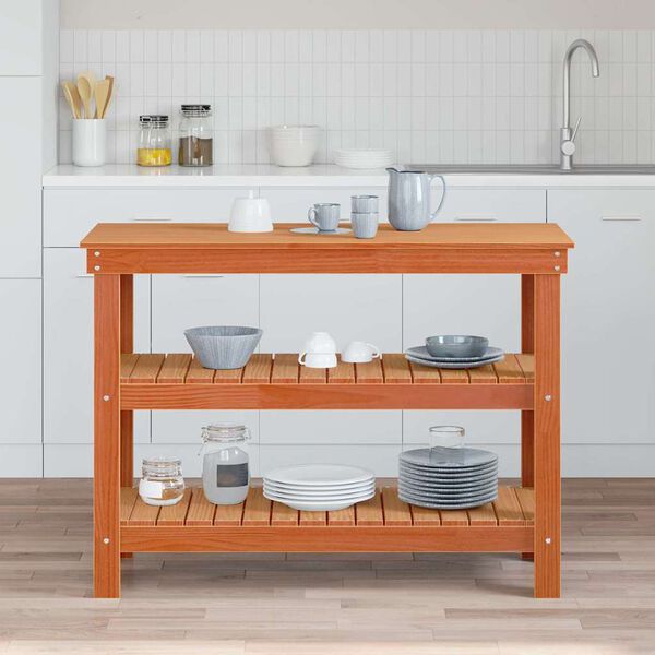 vidaXL &Eacute;tabli Marron cire 110,5 x 50 x 80 cm Bois massif en pin