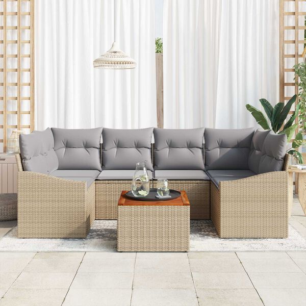 vidaXL Ensemble de canapé de jardin 7 pcs Beige et Gris clair