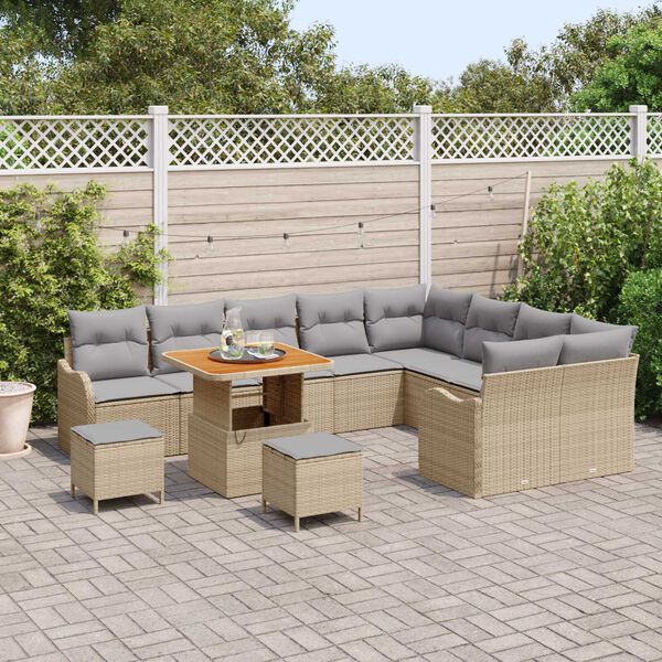 vidaXL Ensemble de canapé de jardin 12 pcs Beige et Gris clair