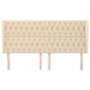vidaXL T&ecirc;te de lit avec oreilles Cr&egrave;me 203x23x118/128 cm Tissu