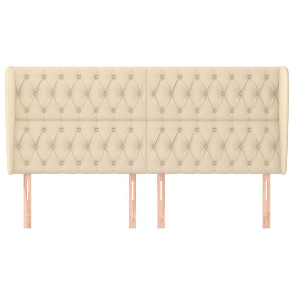 vidaXL T&ecirc;te de lit avec oreilles Cr&egrave;me 203x23x118/128 cm Tissu