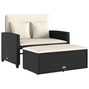vidaXL Canap&eacute; de jardin avec coussins 2 places noir r&eacute;sine tress&eacute;e