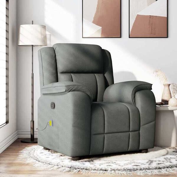 vidaXL Fauteuil de massage inclinable Gris fonc&eacute; Tissu