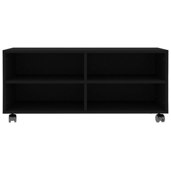 vidaXL Meuble TV avec roulettes Noir 90x35x35 cm Bois d'ing&eacute;nierie