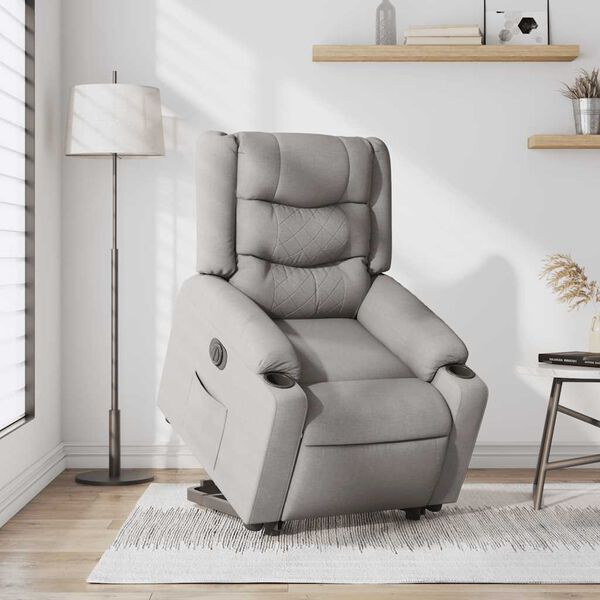 vidaXL Fauteuil inclinable &eacute;lectrique gris nuage tissu