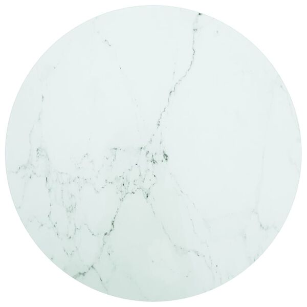 vidaXL Dessus de table blanc Ø70x0,8cm verre trempé avec design marbre