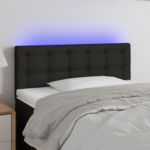 vidaXL T&ecirc;te de lit &agrave; LED Noir 100x5x78/88 cm Tissu