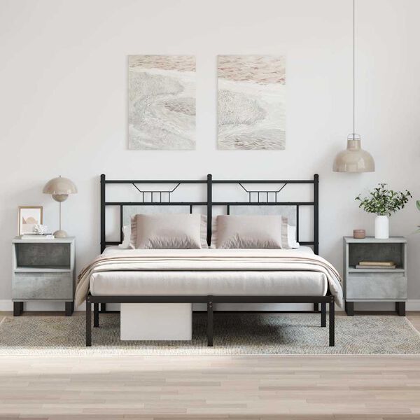 vidaXL Tables de chevet 2 pcs gris béton 40x35x50 cm bois d’ingénierie