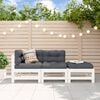 vidaXL Salon de jardin 3 pcs avec coussins blanc bois massif