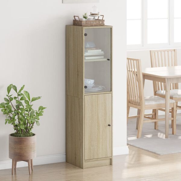 vidaXL Buffet avec porte en verre chêne sonoma 35x37x142 cm