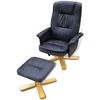 vidaXL Fauteuil avec repose-pied Noir Similicuir