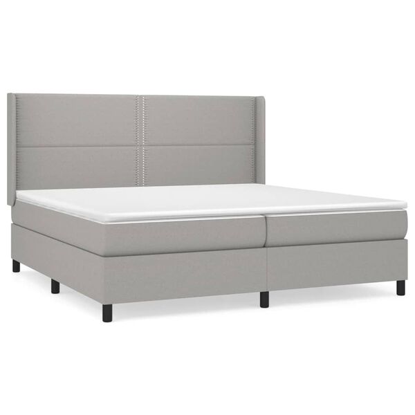 vidaXL Sommier &agrave; lattes de lit avec matelas Gris clair 200x200cm Tissu