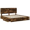vidaXL Lit de Rangement Ch&ecirc;ne fum&eacute; 180 x 200 cm Bois d'ing&eacute;nierie