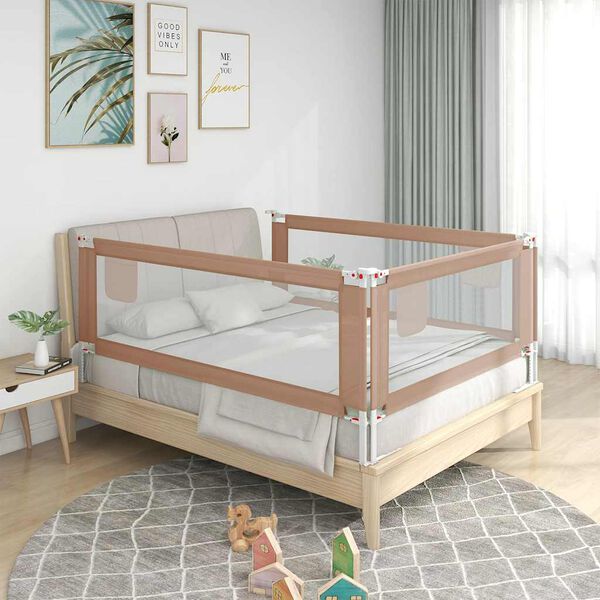 vidaXL Barri&egrave;re de s&eacute;curit&eacute; de lit d'enfant Taupe 160x25 cm Tissu
