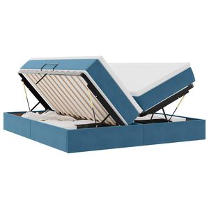 vidaXL Lit avec rangement et matelas Bleu fonc&eacute; 180 x 200 cm Velours