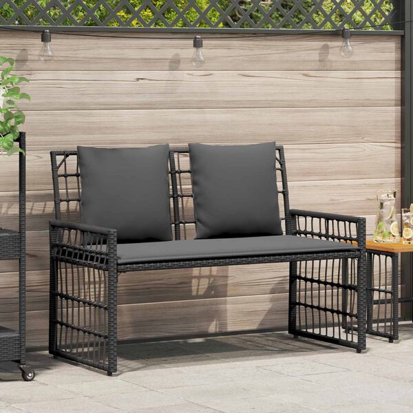 vidaXL Banc ext&eacute;rieur Uni Noir et Gris fonc&eacute; 116 x 55 x 82 cm