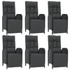 vidaXL Ensemble &agrave; manger de jardin coussins 7pcs Noir R&eacute;sine tress&eacute;e