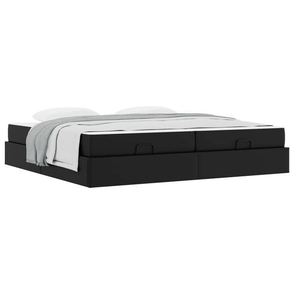 vidaXL Cadre de lit avec matelas Noir 200 x 200 cm Faux cuir