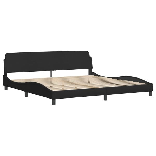 vidaXL Lit avec matelas Dover noir 200x200 cm tissu