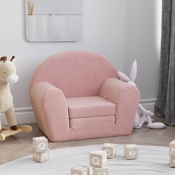 vidaXL Canapé-lit pour enfants rose peluche douce