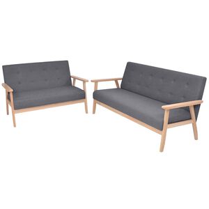 vidaXL Ensemble de canap&eacute;s 2 pcs Tissu Gris fonc&eacute;
