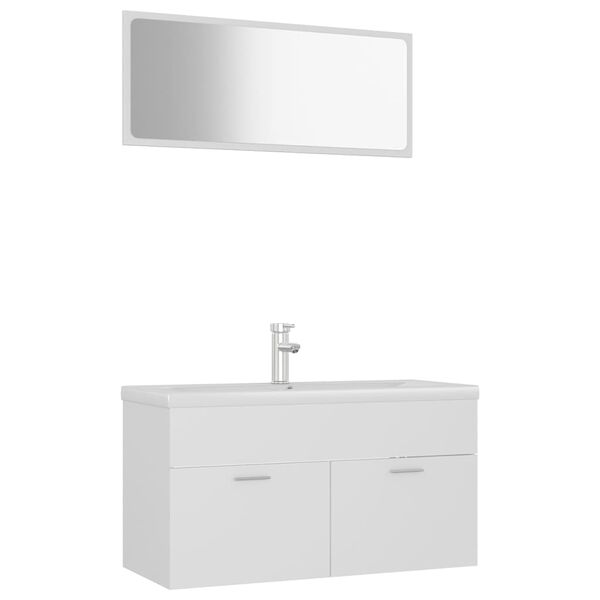vidaXL Ensemble de meubles de salle de bain Blanc Agglom&eacute;r&eacute;