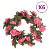 vidaXL Guirlandes de fleurs 6 pcs rose 240 cm