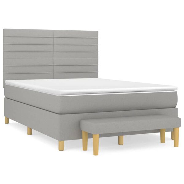 vidaXL Sommier &agrave; lattes de lit avec matelas Gris clair 140x190cm Tissu
