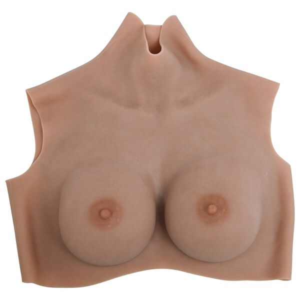 vidaXL Plastron en silicone marron p&acirc;le coupe D