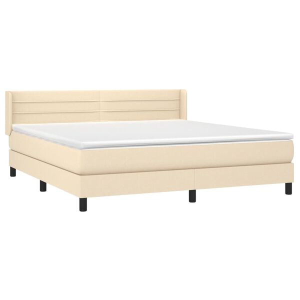 vidaXL Sommier &agrave; lattes de lit avec matelas Cr&egrave;me 180x200 cm Tissu