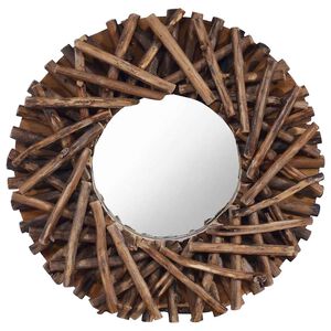 vidaXL Miroir mural 40 cm Teck Rond