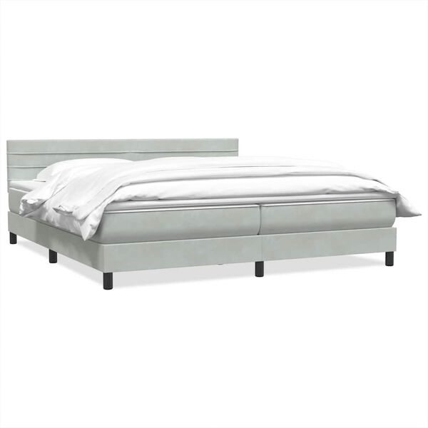 vidaXL Sommier &agrave; lattes de lit et matelas gris clair 180x210cm velours