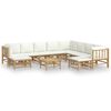 vidaXL Salon de jardin 11 pcs avec coussins blanc cr&egrave;me bambou