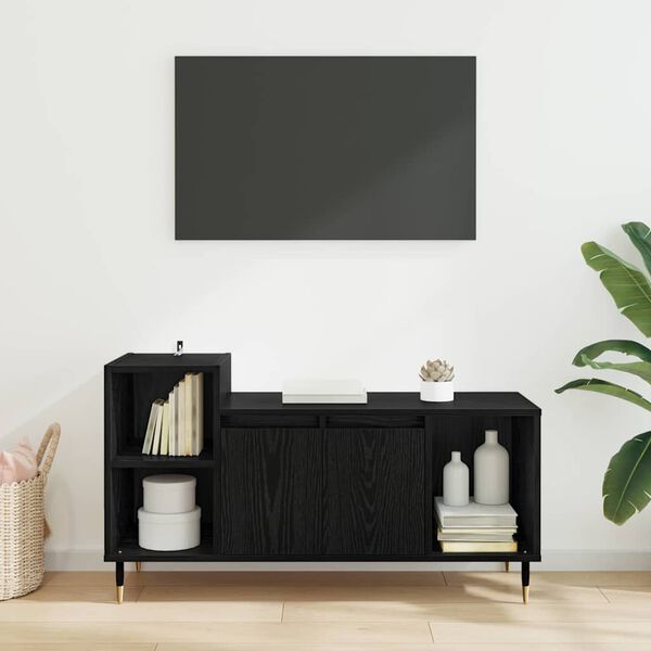 vidaXL Meuble TV Ch&ecirc;ne noir 100 x 35 x 55 cm Bois d'ing&eacute;nierie