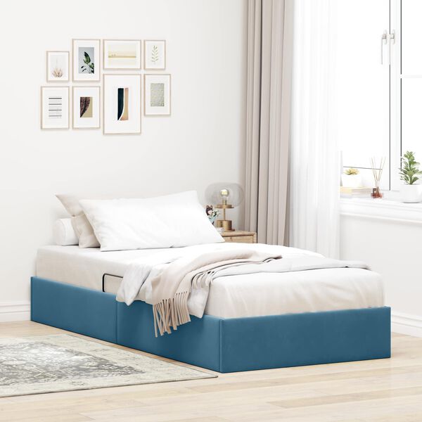 vidaXL Lit de Rangement avec stockage Bleu fonc&eacute; 100 x 200 cm Velours