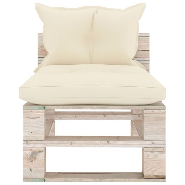 vidaXL Canap&eacute; de milieu palette de jardin avec coussins Bois de pin