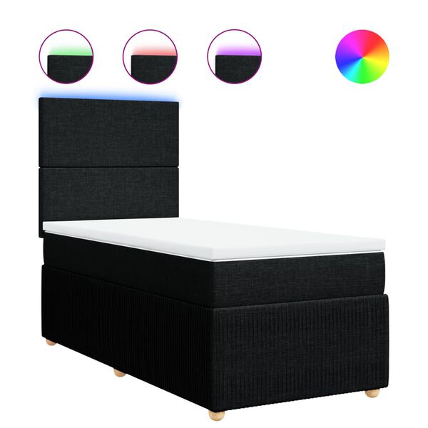 vidaXL Sommier à lattes de lit avec matelas Noir 100x200 cm Tissu