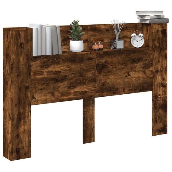 vidaXL Cabinet de T&ecirc;te de Lit avec LED Ch&ecirc;ne Fum&eacute; Bois d'ing&eacute;nierie