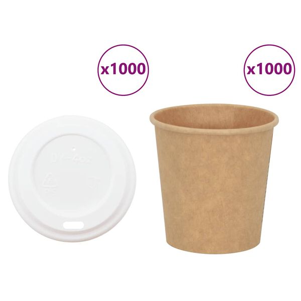 vidaXL Tasses &agrave; caf&eacute; en papier avec couvercles 1000 pcs 4oz 100ml