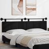 vidaXL T&ecirc;te de lit suspendue Montage mural Noir 210 x 55 x 5 cm tissu