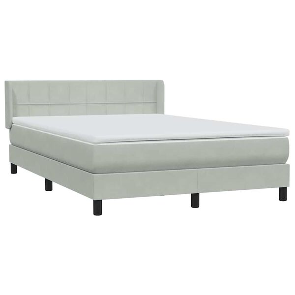 vidaXL Sommier &agrave; lattes de lit et matelas gris clair 160x220cm velours