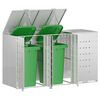vidaXL Rangement de poubelle &agrave; roulettes pour 3 poubelles Argent