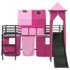 vidaXL Lit mezzanine pour enfants Noir et rose 99,5 x 200 cm M&eacute;tал