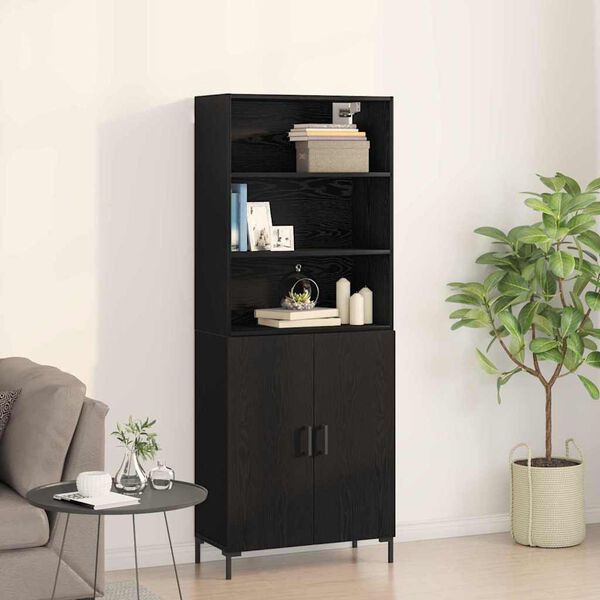 vidaXL Haut Armoire Ch&ecirc;ne noir 69,5 x 34 x 180 cm Bois d'ing&eacute;nierie