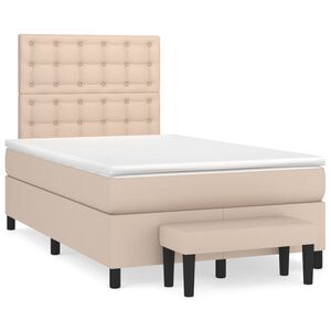 vidaXL Sommier &agrave; lattes de lit matelas cappuccino 120x190cm similicuir