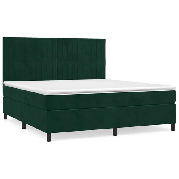 vidaXL Sommier &agrave; lattes de lit et matelas Vert fonc&eacute; 180x200cm Velours
