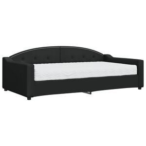 vidaXL Lit de jour avec matelas noir 100x200 cm tissu