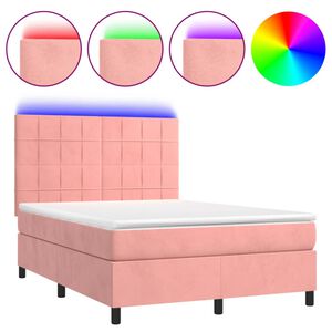 vidaXL Sommier &agrave; lattes de lit matelas et LED Rose 140x200 cm Velours